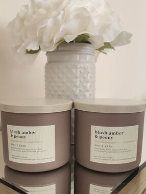White Barn 3 Wick Blush Amber & Peony Candle Set of 2 🌺